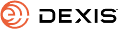 The image shows a logo with the word  DEXIS  written in uppercase letters, featuring a stylized red letter  D  and a white background.