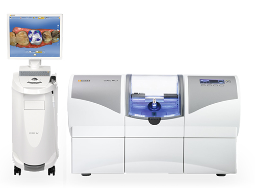 The image displays a collection of modern medical equipment, including a dental implant machine, a digital display screen, and a robotic arm, all set against a white background.